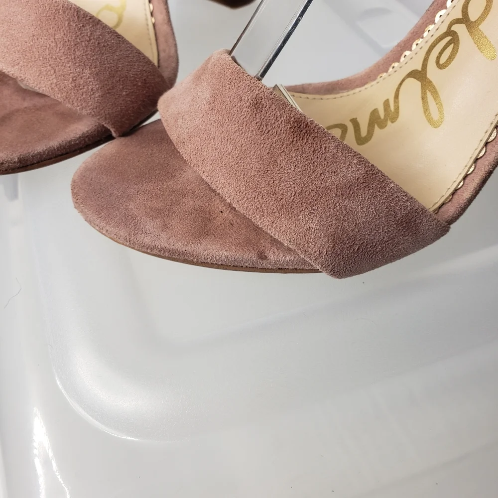 Sam Edelman Yaro Suede Block Heel Ankle Strap Band Petal Pink Event Weddings 7